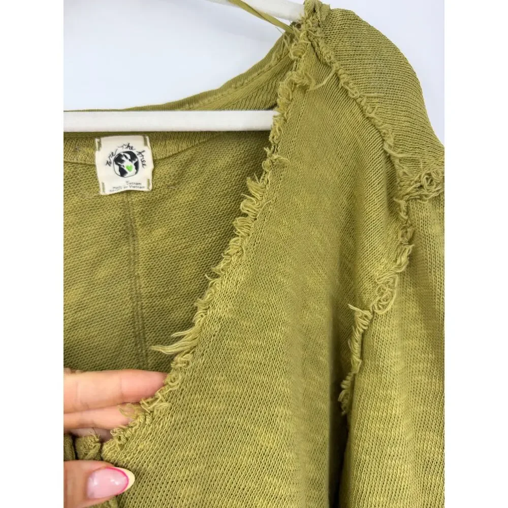 Free People We the Free Golden Road Cardi Size M Curly Willow Green Boho Grunge